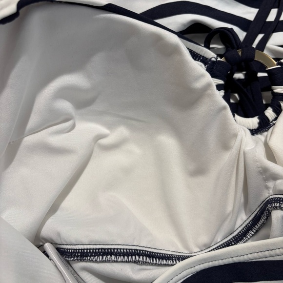 MICHAEL MICHAEL KORS Sz 14 One Piece Bathingsuit Stripes Halter Neck NEW W/ TAGS - Picture 6 of 7